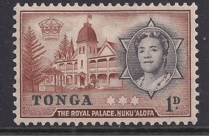 Tonga 1953 QE2 1d Royal Palace MM SG 101 ( E1001 )