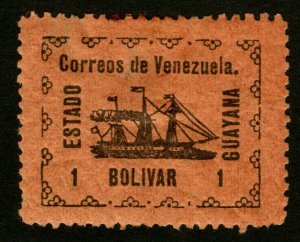 DS-1048 VENEZEULA GUYANA 1903 REVOLUIONARY STEAMSHIP BANRIGH SCOTT #5 1b MH $25