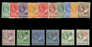 Antigua #42-57 Cat$261, 1921-29 George V, set of 16, hinged