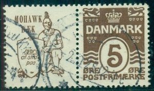 DENMARK (RE4) 5ore brown MOHAWK DAEK advertising pair, used