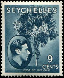 Seychelles SC# 131 Coco de Mer Palm 9c Ordinary Paper MH