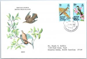 ILLUSTRATED FIRST DAY COVER BIRDS OF THE BRITISH VIRGIN ISLANDS 1985