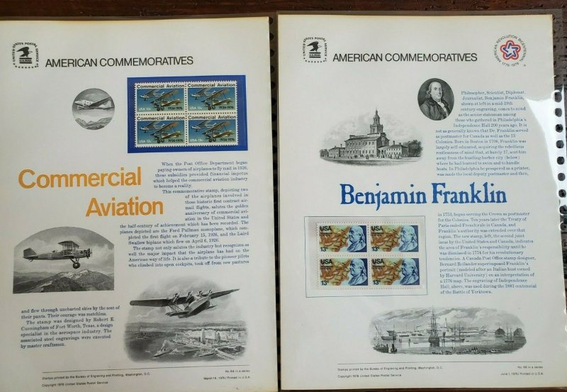 US 1976 13c Complete Year Set 60-72 USPS Commemorative Stamp Panels SCV $150