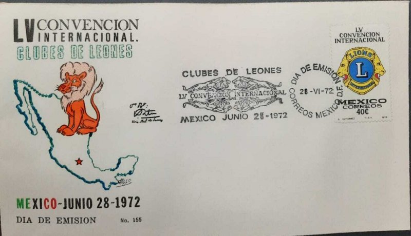 O) 1972 MEXICO, LIONS INTERNATIONAL, CONVENTION, FDC XF