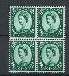 GB 1960 1/3d phosphor very displaced bands unmounted mint block of 4, almost