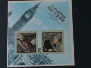​UMM AL QIWAIN-1965-IMMEMORY OF SIR WINSTAON CHURCHILL  IMPERF-MNH S/S VF