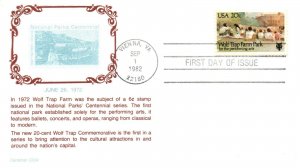 1982 FDC - Jun 26, 1972 Wolf Trap Farm - Carrolton Cachet - F25082