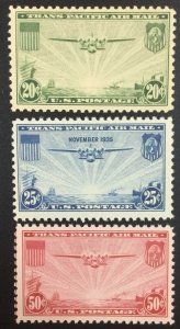 MOMEN: US STAMPS #C20-C22 MINT OG H LOT #50265