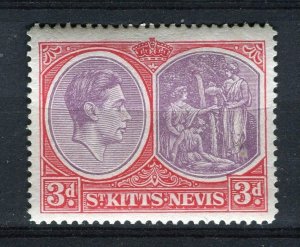 ST. KITTS; 1938 early GVI pictorial issue fine Mint hinged Shade of 3d. value