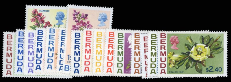 Bermuda #255-271 Cat$53.80, 1970 Flowers, complete set, never hinged