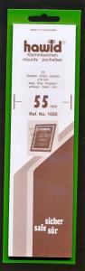 Hawid Stamp Mount Size 55/210 mm - BLACK (Pack of 25) (55x210 55mm)  STRIP  1055 