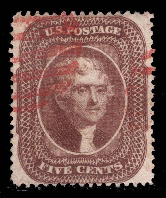 MOMEN: US STAMPS # 30a SOUND RED GRID $450 LOT #16388-4