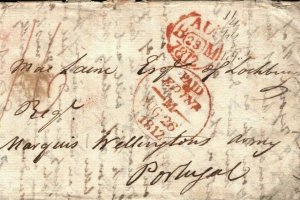 GB PENINSULAR WAR Letter Edinburgh 1812 Cover BLACK WATCH Military PORTUGAL H23a