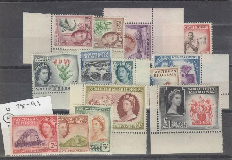 Southern Rhodesia QEII 1953 Set To £1 SG78/91 MVLH Margins J4889