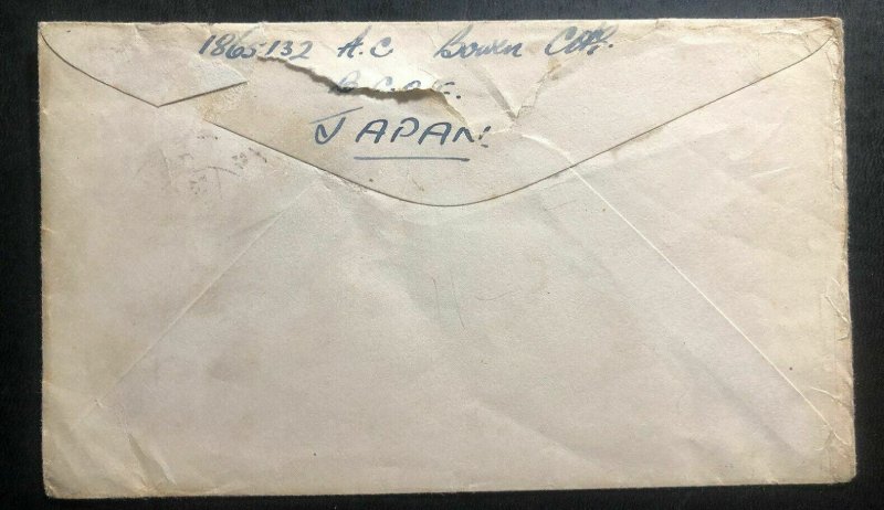 1946 Rafpost Iwakuni Japan On Active Service Airmail Cover To Barnet England