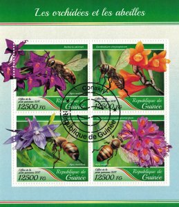 GUINEA 2017 - Orchids and bees / complete set (sheet+block)