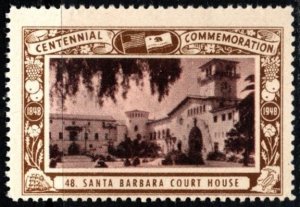 1948 US Poster Stamp California Centennial Commemoration # 48 Santa Barbara