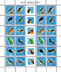 Suriname 2011 Tropical birds Sheetlet of 2 sets with all labels MNH