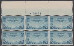 US C20 Airmails XF NH Plate Block of 6 Full Type Plate