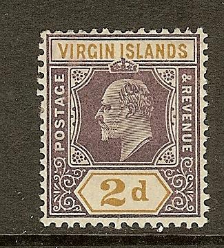 Virgin Islands, Scott #31, 2p King Edward VII, F-VF Ctr, MH