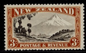 NEW ZEALAND GVI SG590b, 3s chocolate & yellow-brown, LH MINT. Cat £80. PERF 12½