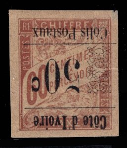 MOMEN: FRENCH IVORY COAST SC # Q8a 1903 INVERTED OVPT MINT OG H $225 LOT #68965*