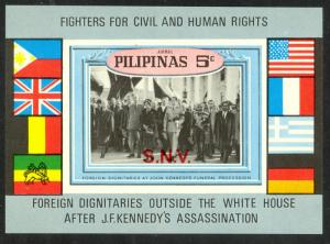 PHILIPPINES 1968 5c JFK HUMAN RIGHTS Unaccepted Souvenir Sheet Mi XIV SPECIMEN