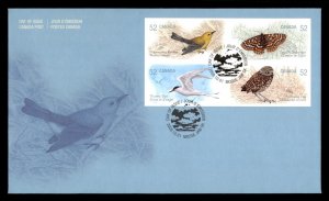 CANADA Sc#2285a-d Endangered Species 3rd Series - Birds & Butterflies (2008) FDC