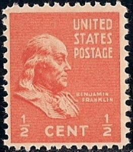 803 1/2 cent Benjamin Franklin Stamp mint OG NH VF