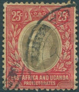 Kenya Uganda and Tanganyika 1912 SG50a 25c black and red/yellow KGV on white bac