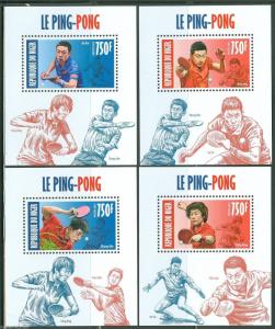 NIGER 2013  CHINESE PING PONG PLAYERS  SET OF FOUR DELUXE S/S MINT