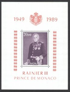 Monaco Sc# 1681 MNH Souvenir Sheet 1989 Prince Rainier III 40th