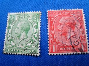 GREAT BRITAIN  -  SCOTT # 159 & 160  - INVERTED WMK  -  Used      (brig) 