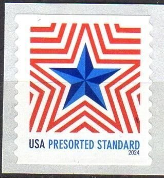 US Scott 5832 Presorted Star (10c) Coil Single (2024) Self-Adhesive MNH