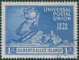 Gilbert & Ellice Islands 1949 1s blue UPU SG62 used