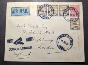 1931 Sudan Airmail First Flight Cover FFC Juba to London England