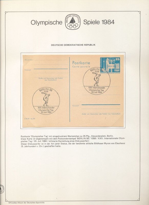 Olympics 1984 Sport MNH + Cards Booklet Sheets (45+) ZK2442