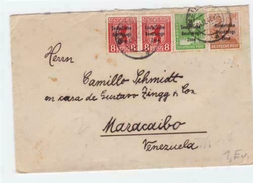 Russian Occupied Germany 1948 to Venezuela stamps cover R20777