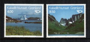 1995 Greenland # 289-290  MNH  Northern Edition Landscape Mountains Nature