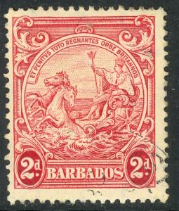 BARBADOS 1938-47 KGVI 2d Rose Lake BADGE OF COLONY Issue Sc 195A VFU