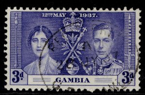 GAMBIA GVI SG149, 3d blue, FINE USED.