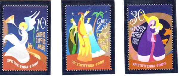 Cyprus Sc 941-3 1999 Christmas stamp set mint NH