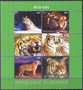 Burundi 2011 Wild Cats (7) Tigers MNH Cinderella !