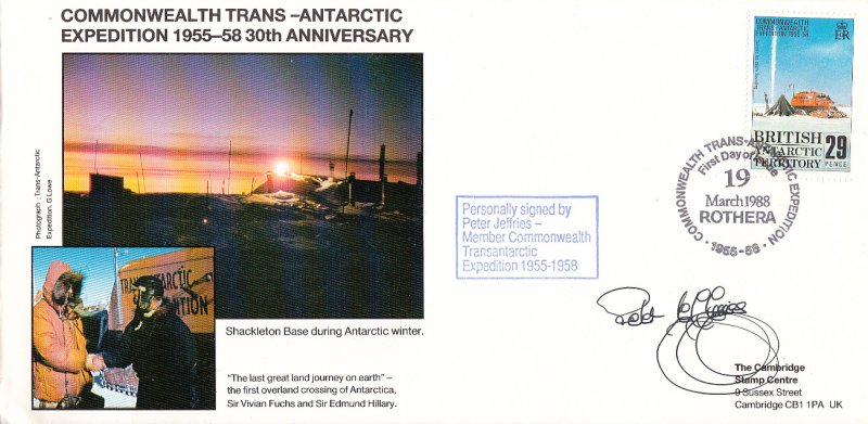 British Antarctic Territory FDC Sc 147 Signed Peter Jeffries Cachet Shackleto...