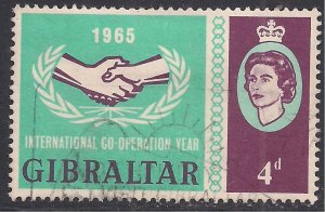 Gibraltar 1965 QE2 4d Intl Co Operation Year used SG 183 ( L373 )