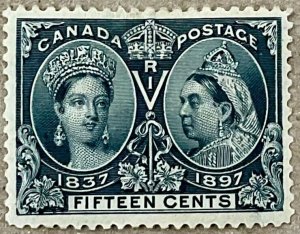 CANADA #58  1897 15 cent Queen Victoria Jubilee , XF Mint with hinge remnant