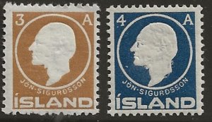 Iceland 87-88  1911  set 2  fvf mnt  nh