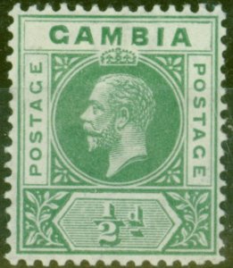 Gambia 1912 1/2d Green SG86avar Deformed B in GAMBIA V.F Very Lightly Mtd Mint