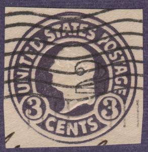 SC#U458 2¢ on 3¢ Surcharged Washington Cut Square (1920) Used