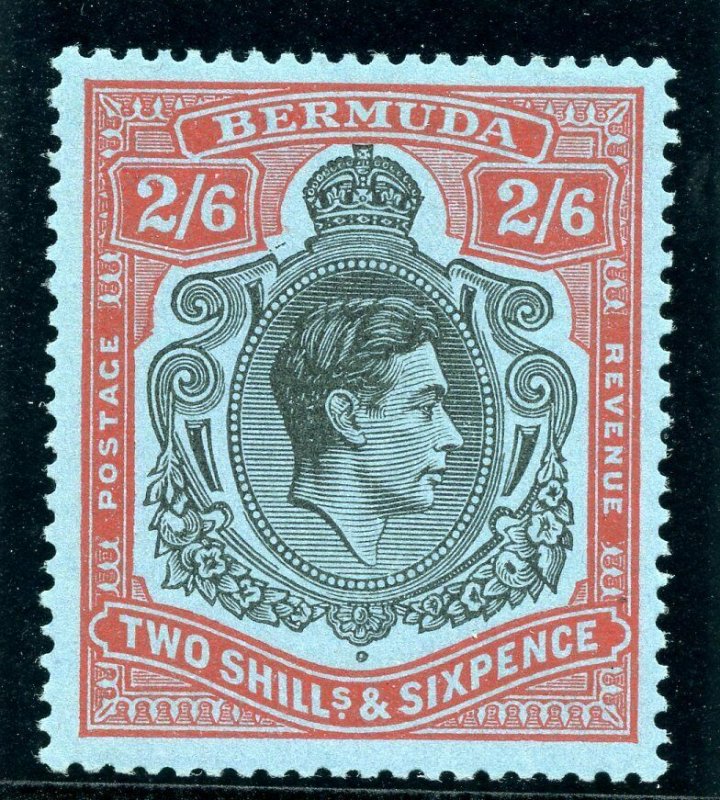 Bermuda 1941 KGVI 2s 6d black & carmine/pale blue superb MNH. SG 117b var.